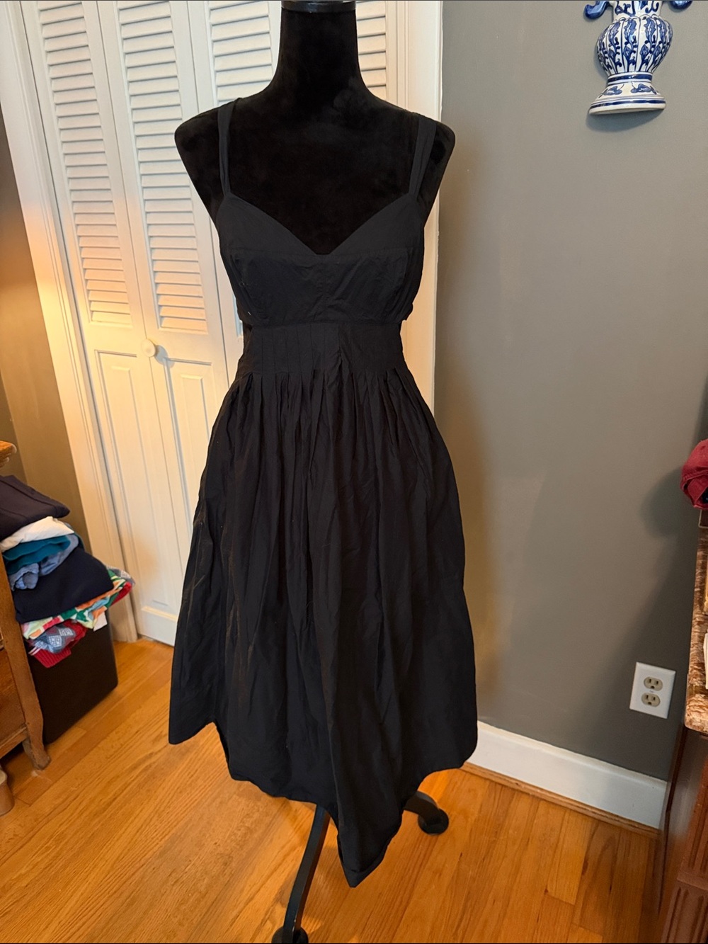Maeve Black Midi Fit-and-Flare Dress